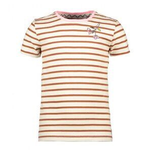 NWT - Moodstreet - Striped Girls' T-Shirt with Floral Embroidery